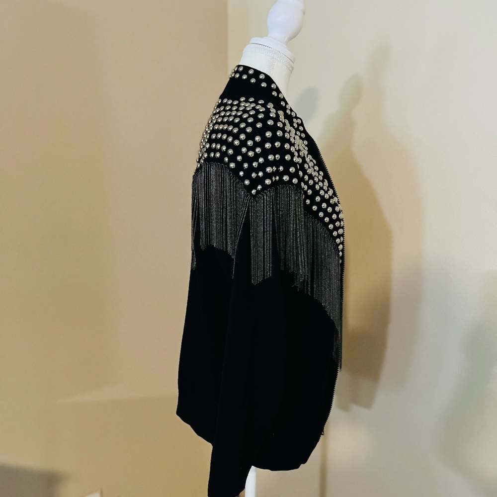 🔥One of a kind. RARE custom made Heavy Silver Studded Fringe Jacket🔥 - Picture 5 of 7